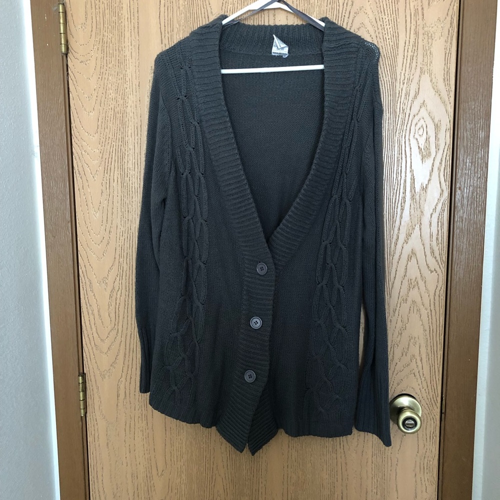 Dark gray button down sweater